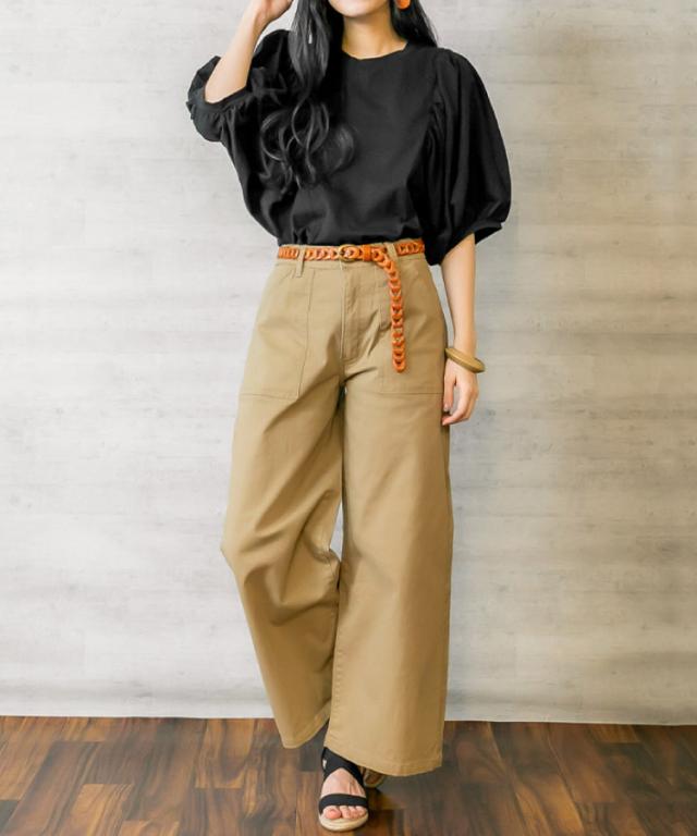 ツイルワイドベイカーパンツ