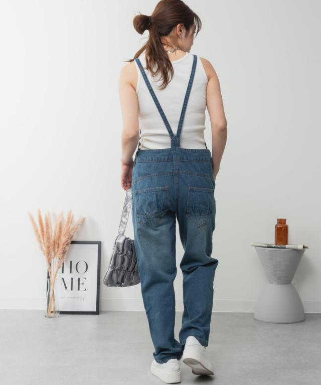 ゆるサロペットデニムパンツ