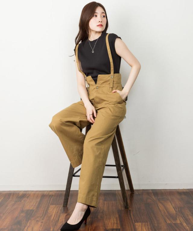 サスペンダー付きツイルパンツ