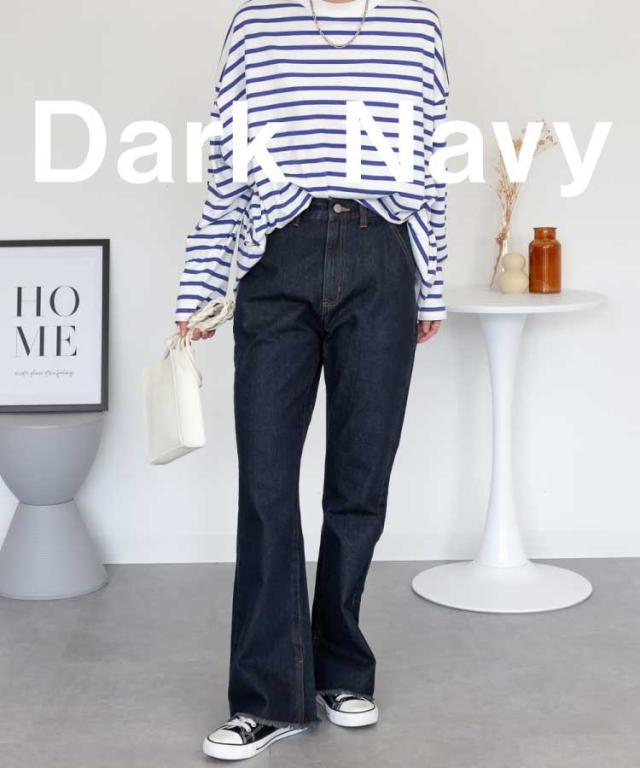 コットンデニムフレアパンツ