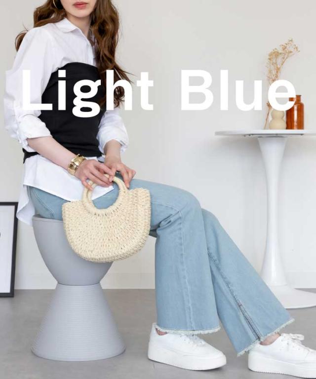 コットンデニムフレアパンツ