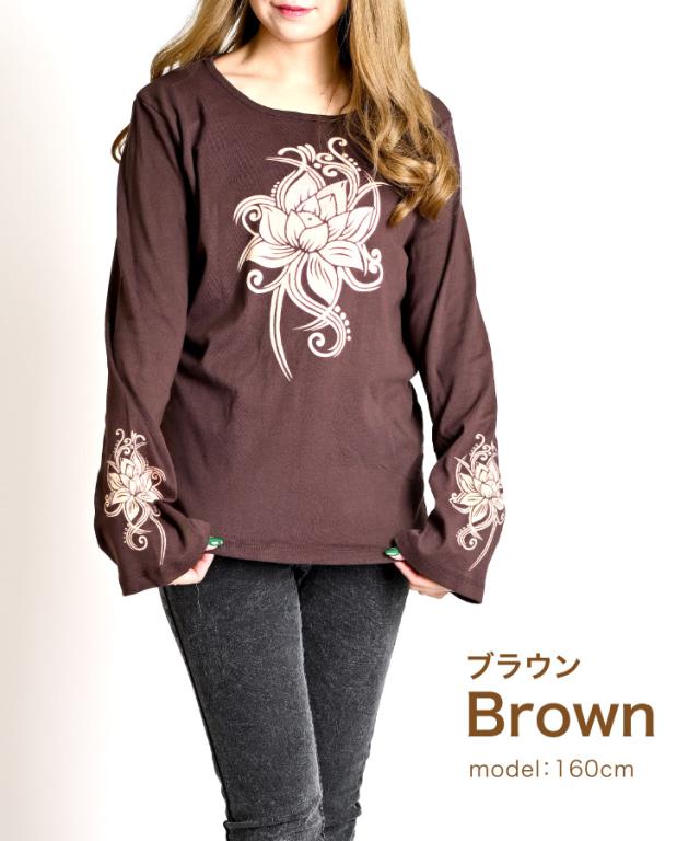 クールなロータス袖柄入り☆ロングスリーブカットソー