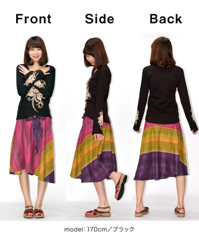 クールなロータス袖柄入り☆ロングスリーブカットソー