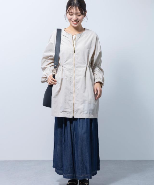 撥水花粉リリースミドル丈ジャケットコート