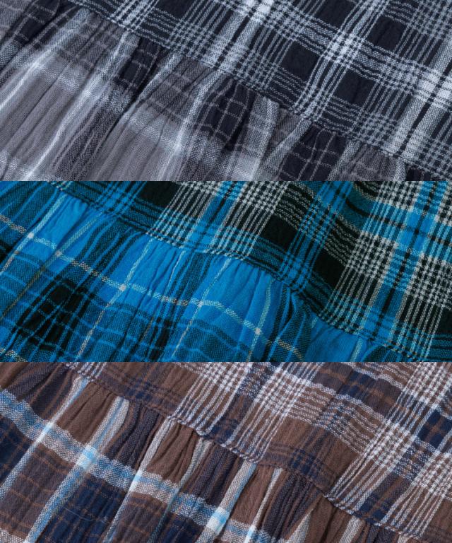 涼感マジック。先染めチェック前後2WAYブラウス