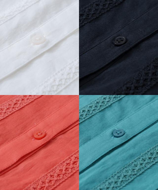 あえて、ゆるく着てる。コットンレース付前開きブラウス