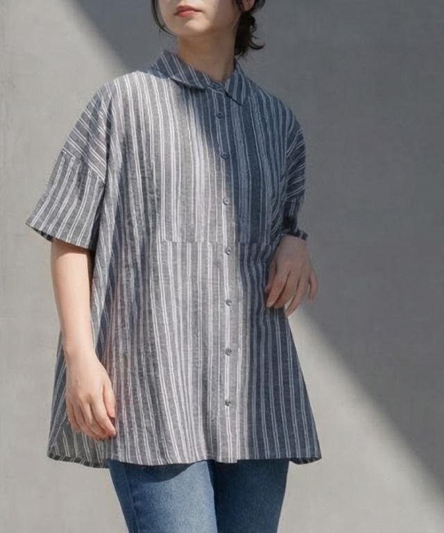 すっとなじむ、大人ナチュラル。先染めチェック5分袖ブラウス