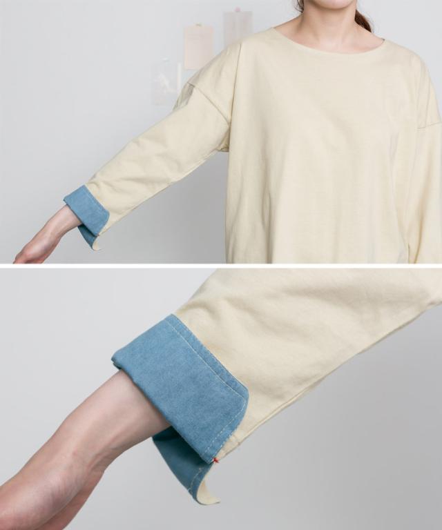 袖口裏ダンガリーロングTシャツ
