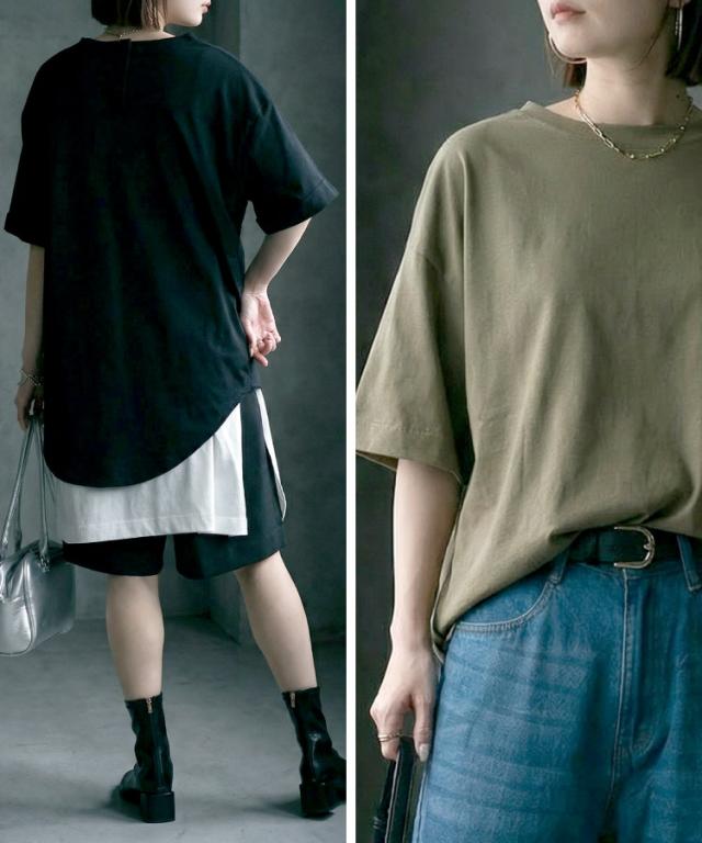 ロールアップハーフスリーブカットソー