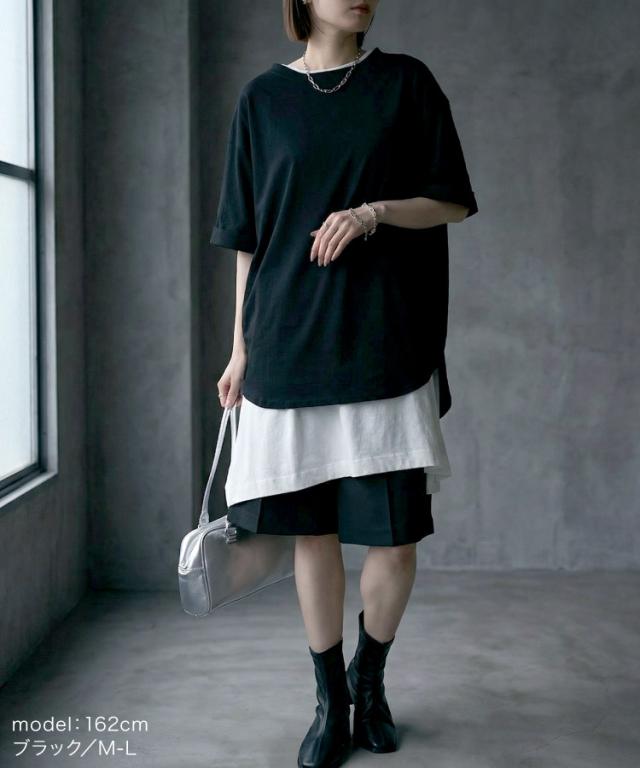 ロールアップハーフスリーブカットソー