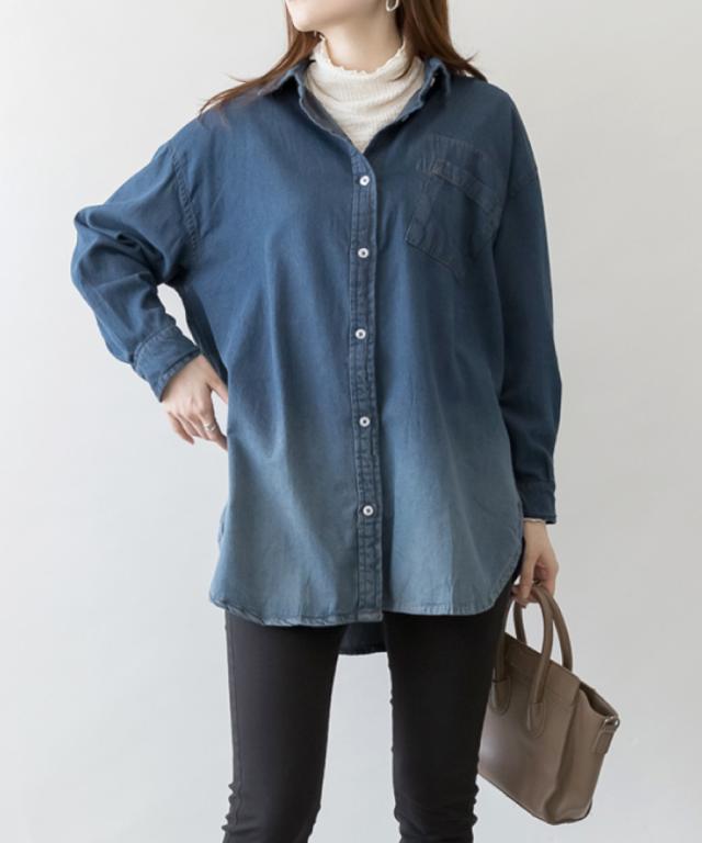 長袖デニムシャツ