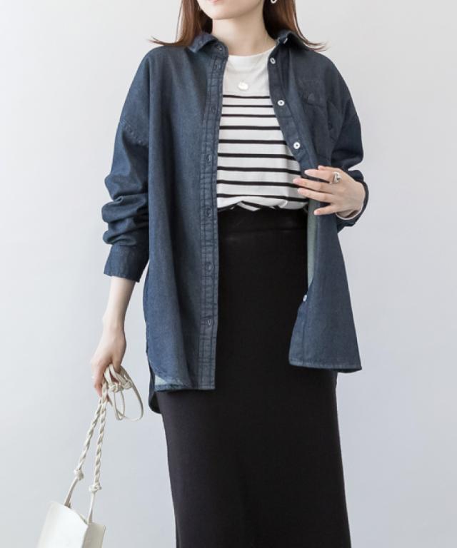 長袖デニムシャツ