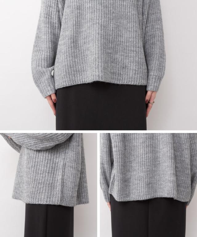 バルキーサイドボタンハイネックセーター