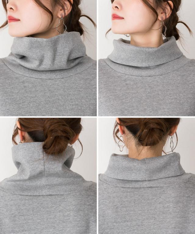 ニットハイネック裏起毛プルオーバー