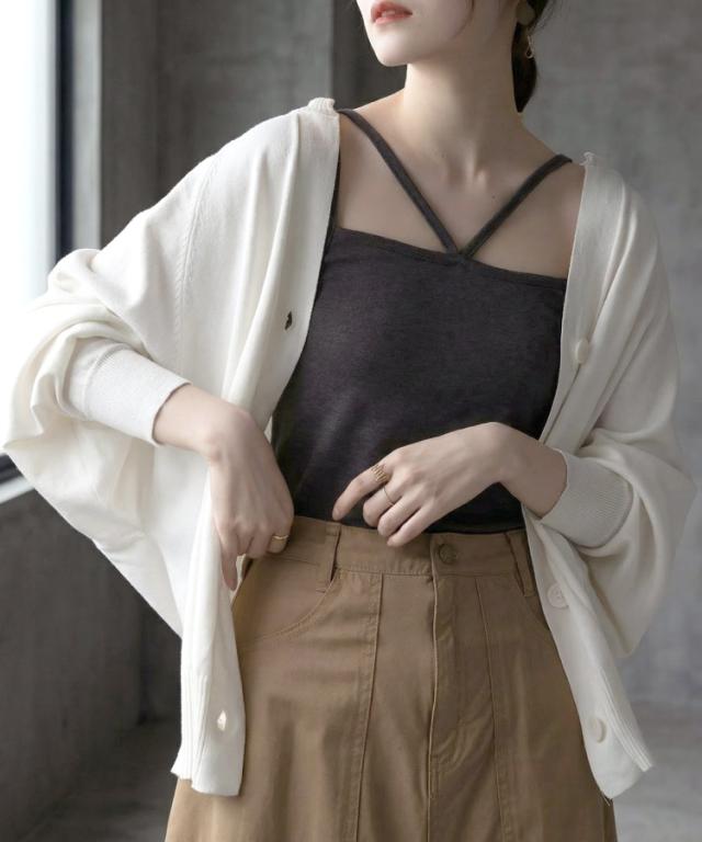 キーネックドルマンカーディガン