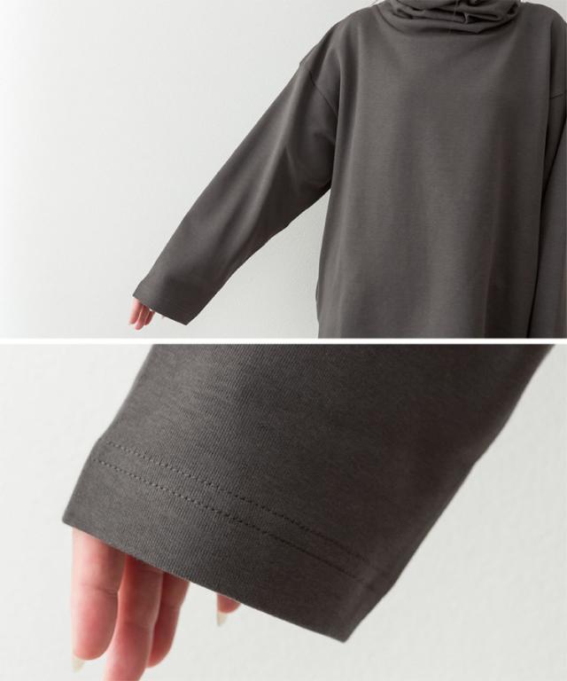ワイドハイネックスムースプルオーバー