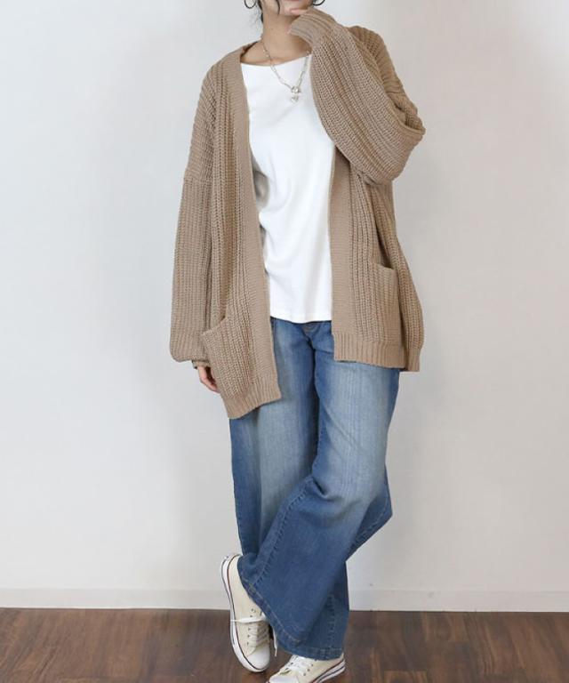 ビッグシルエットボリュームスリーブカーディガン