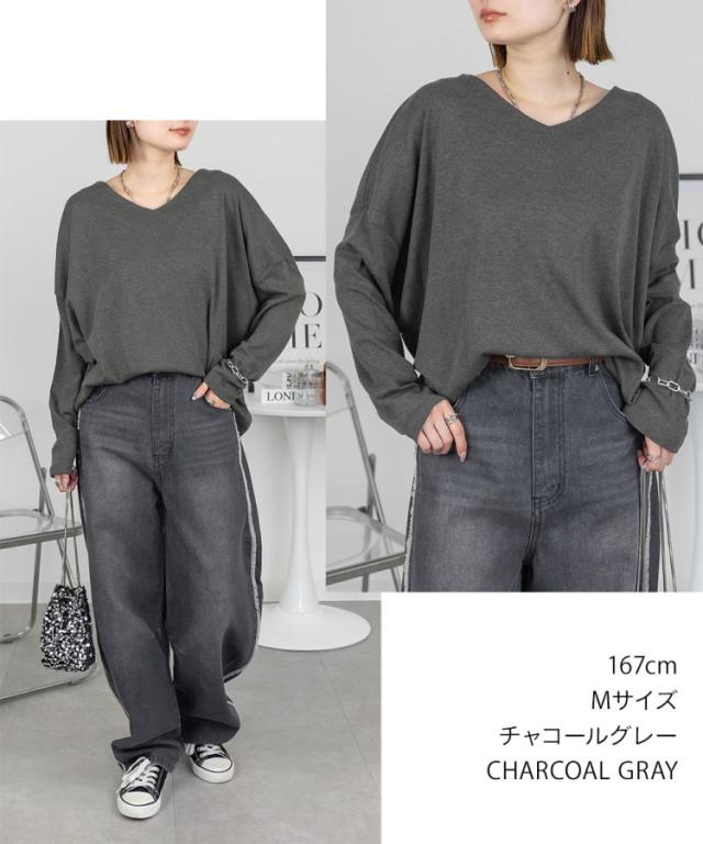 Vネックカットソー