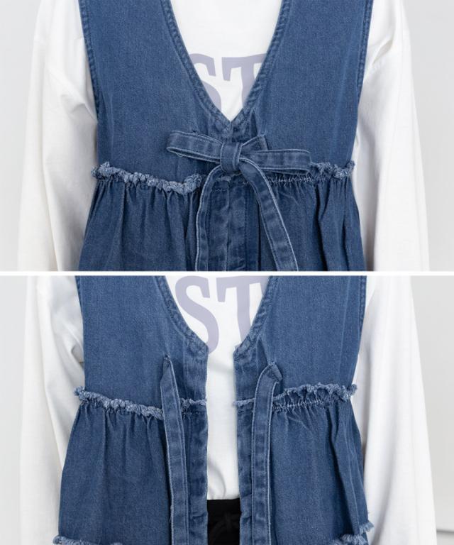 フリルティアードデニムベスト