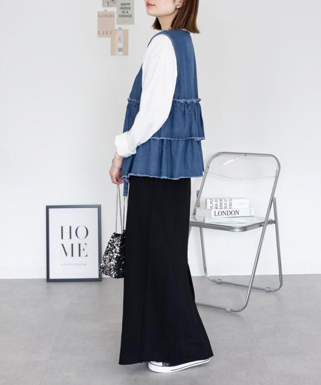 フリルティアードデニムベスト