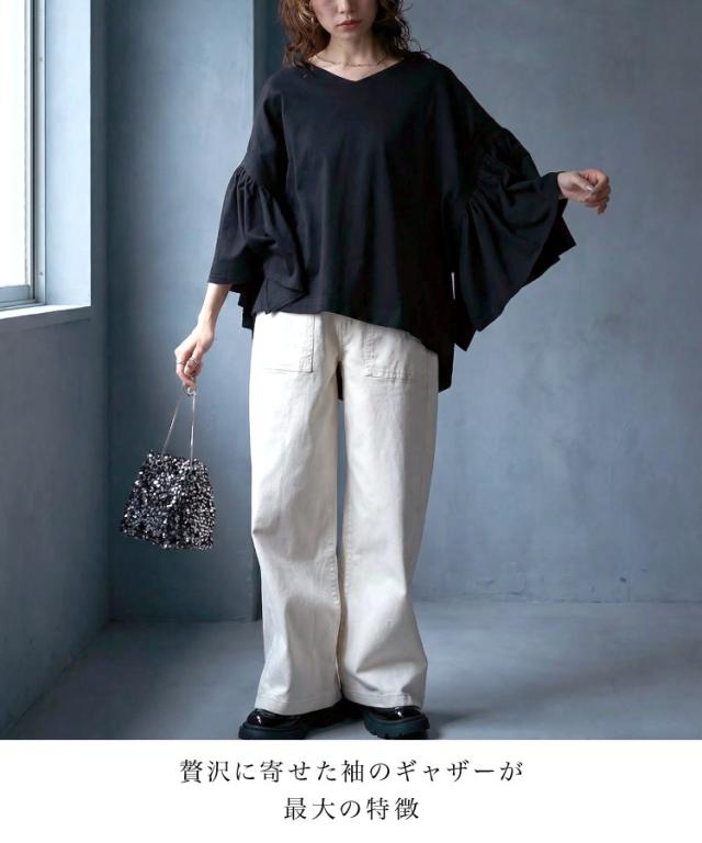 ギャザースリーブカットソー