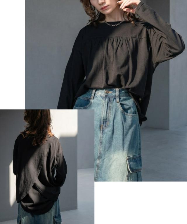 バックダブル長袖Tシャツ