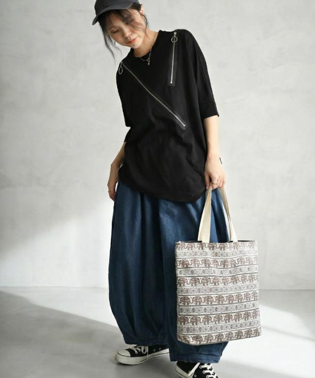 いつでも一緒。ぞうさん柄トートバッグ