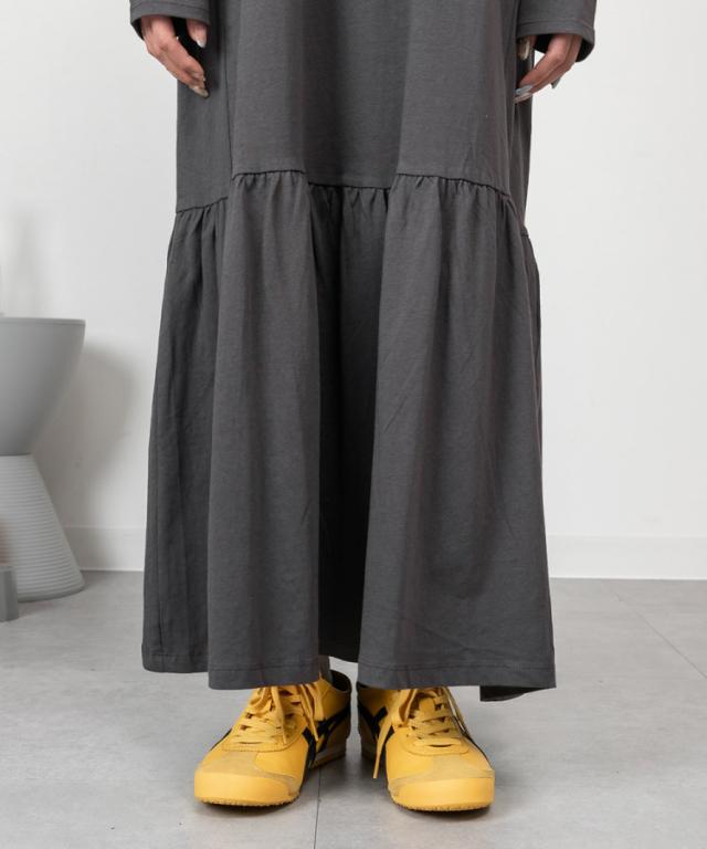 ダブルフリル長袖ワンピース