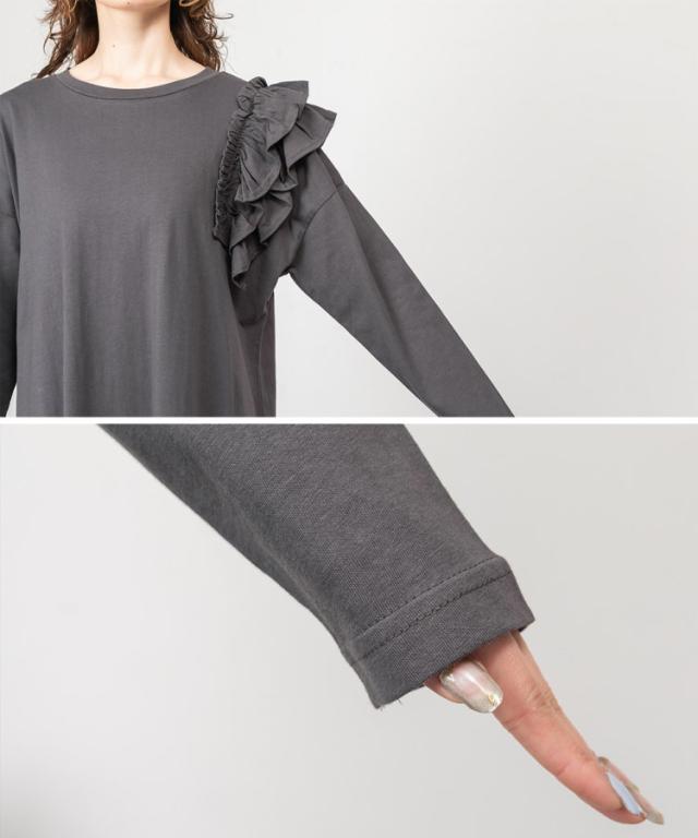 片袖フリルワンピース