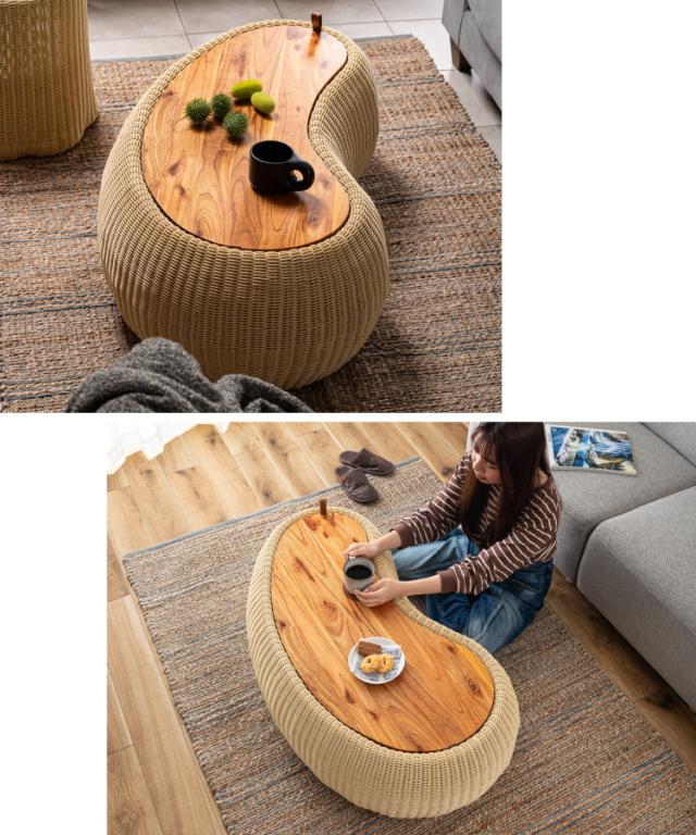 癒しのぽってりフォルム。リビングテーブル