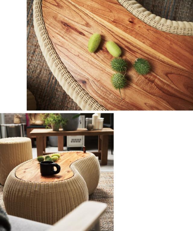 癒しのぽってりフォルム。リビングテーブル