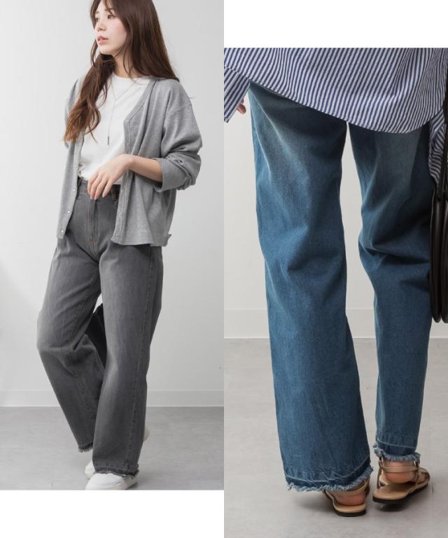 ヴィンテージ風セミワイドパンツ