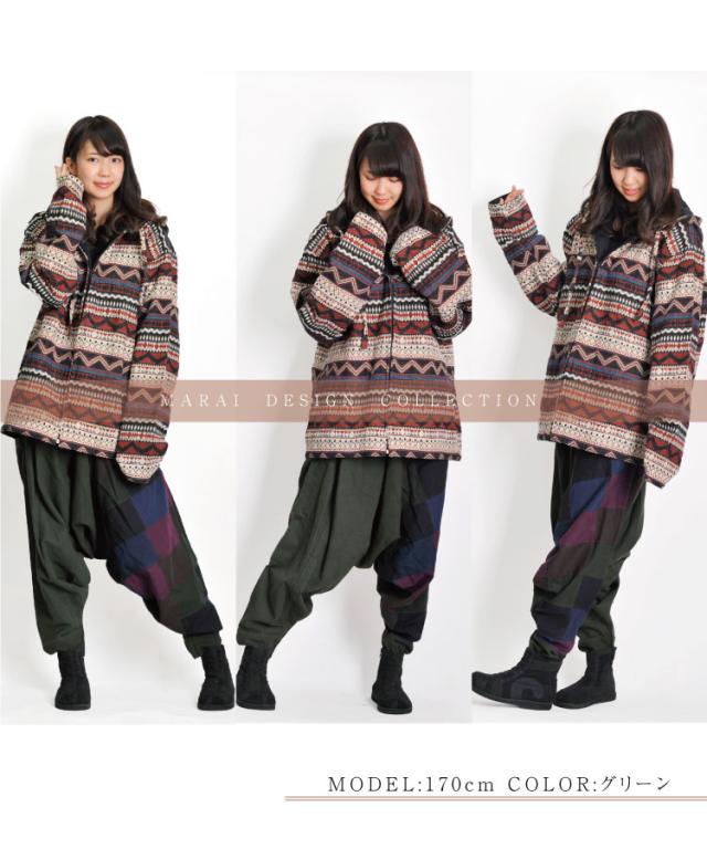 こなれエスカジストリート。パッチワークカーゴサルエルパンツ