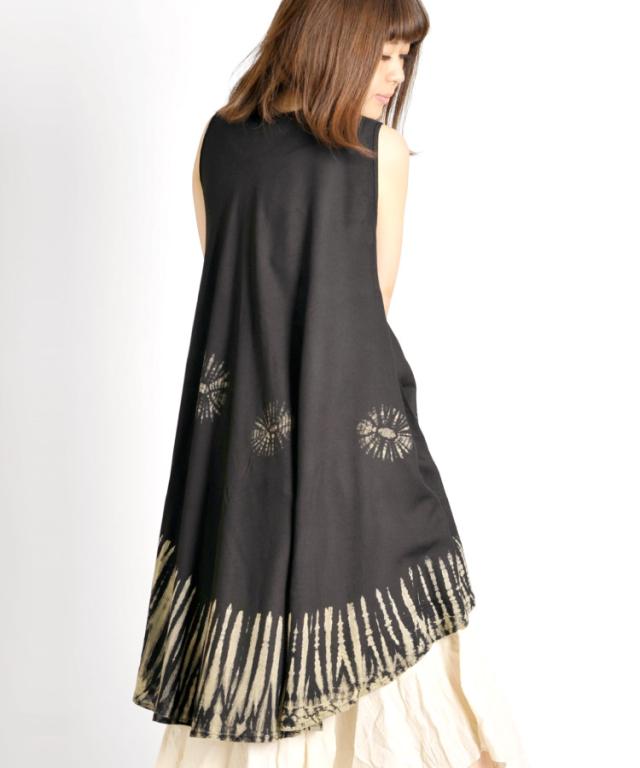 さらりひらり。レーヨンタイダイ染ノースリーブチュニックワンピース