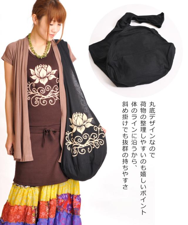 ロータスプリント。シンプルワンショルダーバッグ