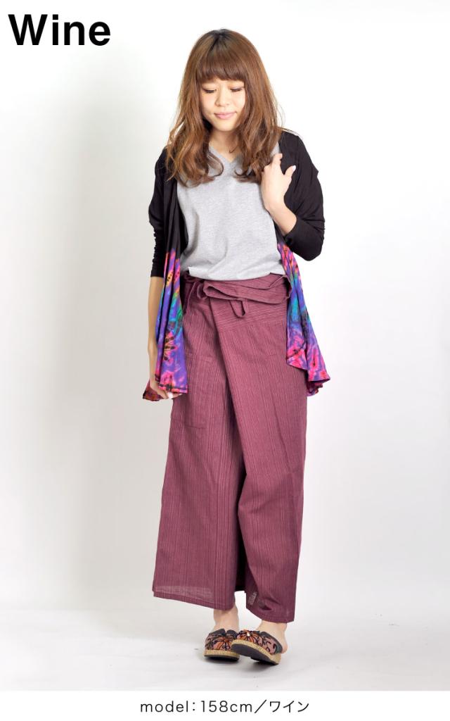 アジアンエスニックの定番。ストライプ織コットンタイパンツ