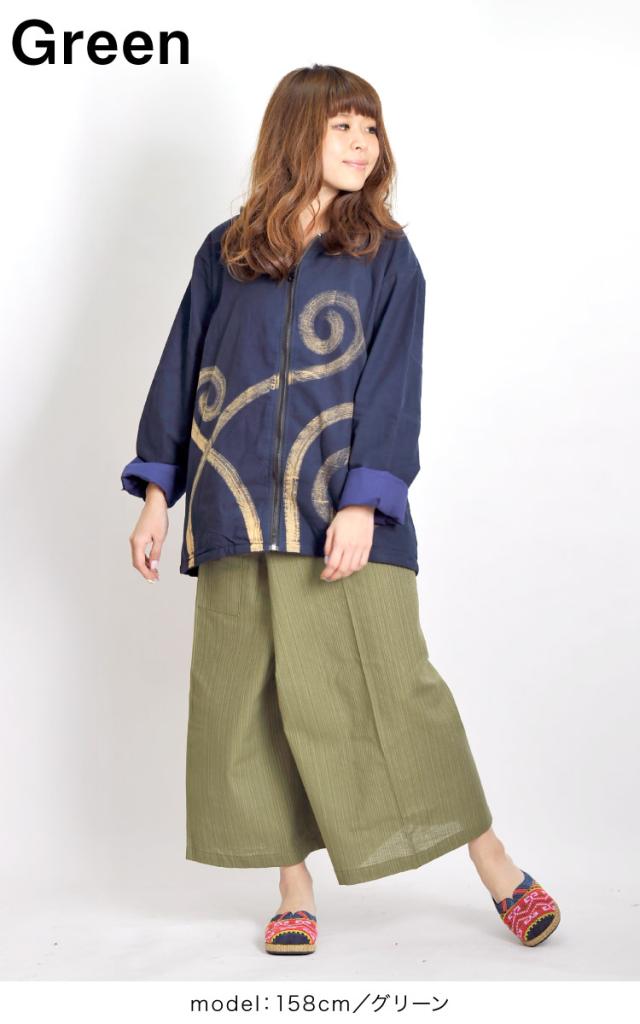 アジアンエスニックの定番。ストライプ織コットンタイパンツ