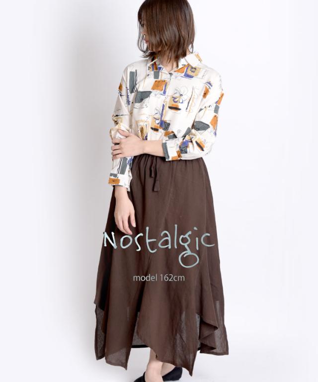 ノスタルジックに華やか。レトロ柄長袖シャツ