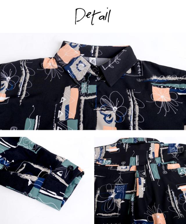 ノスタルジックに華やか。レトロ柄長袖シャツ