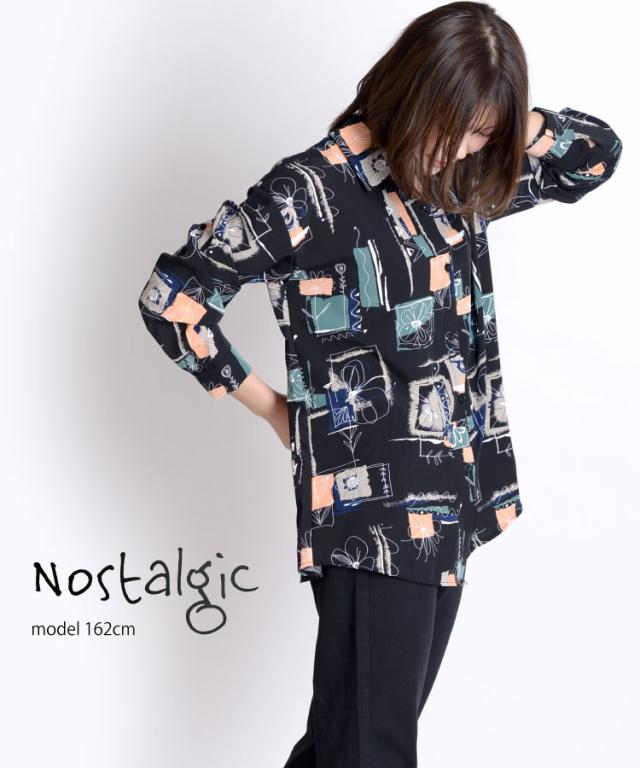 ノスタルジックに華やか。レトロ柄長袖シャツ