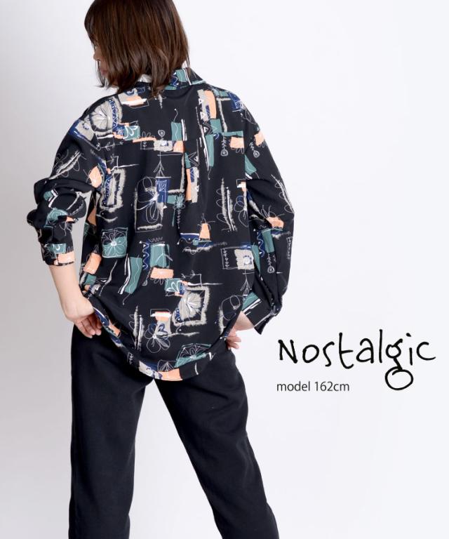 ノスタルジックに華やか。レトロ柄長袖シャツ