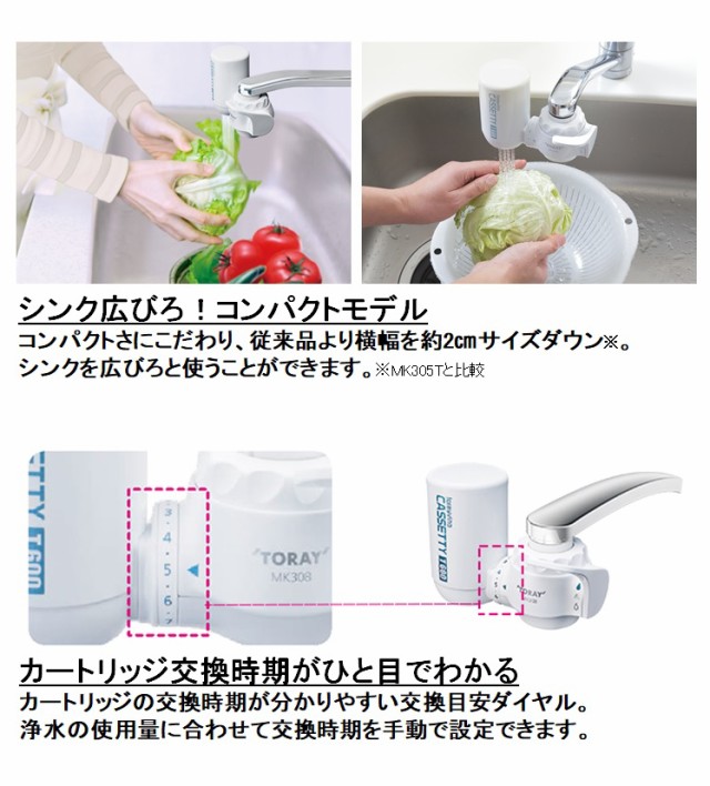東レ トレビーノ 浄水器 蛇口直結型 カセッティ308T カートリッジ2個