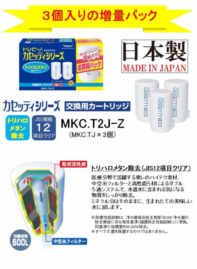 東レ トレビーノ 浄水器 カセッティ交換用カートリッジ トリハロメタン除去 MKCT2J-Z(3個入)[浄水器 その他]の通販はau PAY  マーケット - 爽快ドラッグ