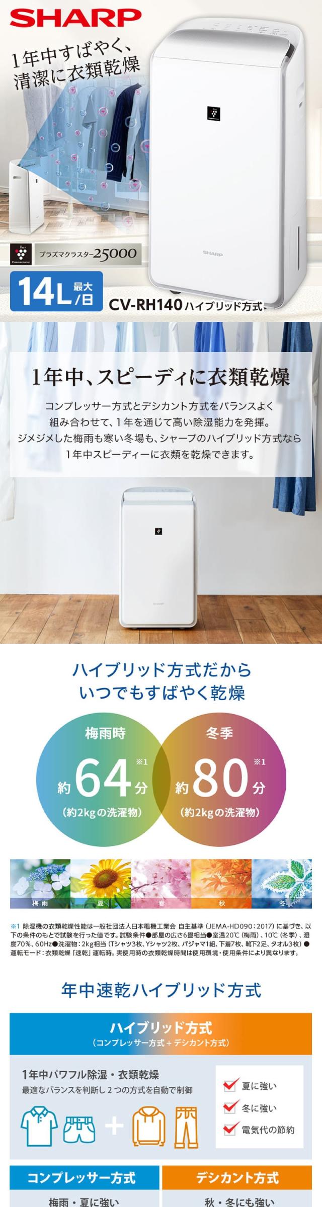 除湿機 ハイブリッド式（コンプレッサー式＋デシカント式）衣類