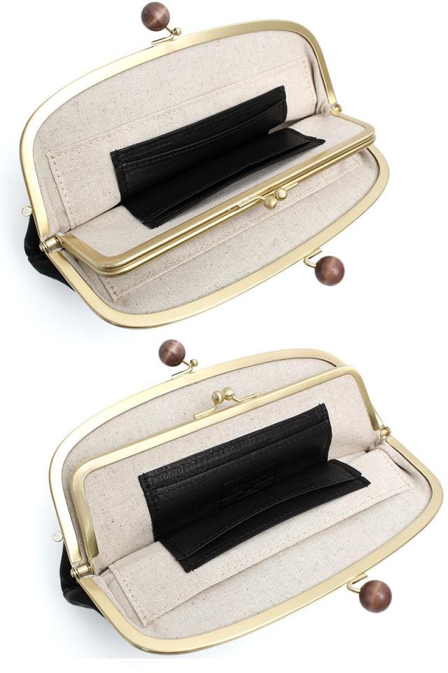 フォルナ ウッドボール ドット型押し がま口長財布 2993794 ディティール画像01