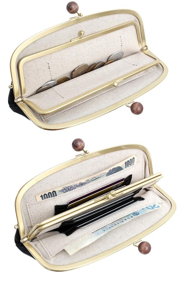 フォルナ ウッドボール ドット型押し がま口長財布 2993794 ディティール画像01