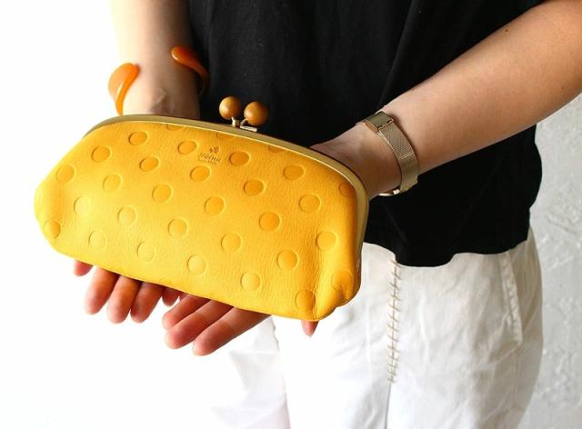 フォルナ ウッドボール ドット型押し がま口長財布 2993794