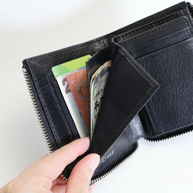 ポイント10% クリード 折財布 Creed BRUCIATO L字ジップ ミドル