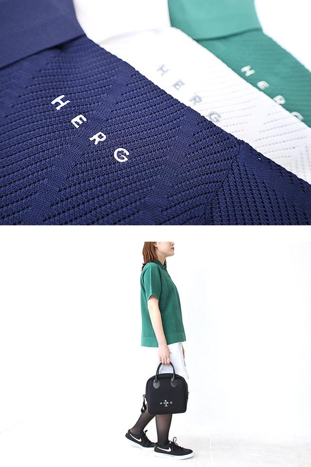 HERG1 ストライプメッシュニットポロ gu23pe14 サムネ