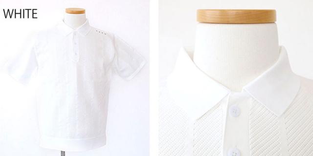 HERG1 ストライプメッシュニットポロ gu23pe14 ディティール